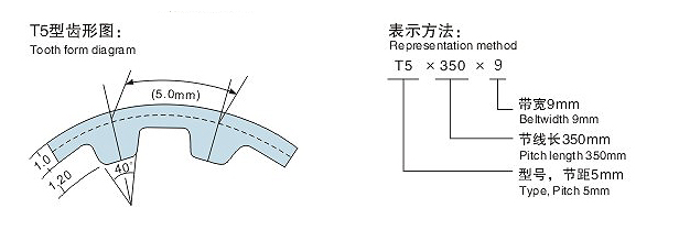 T5同步帶齒形圖